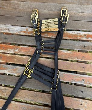 Full Size Brass BioThane® Headstalls, Leather Lined with Brass Name Plate